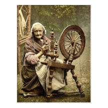 Irish Spinner and Spinning Wheel. Co. Galway, Irel Post Card