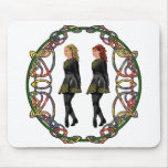 Irish Step Dancers in Celtic Knotwork Surround mousepads