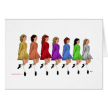 Irish Step Dancers - Rainbow Line of Dancers Greeting Card