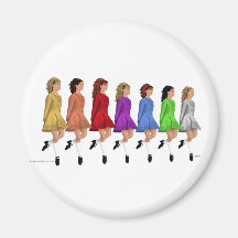 Irish Step Dancers - Rainbow Line of Dancers Fridge Magnet