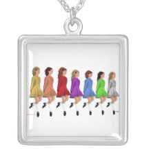 Irish Step Dancers - Rainbow Line of Dancers Custom Necklace