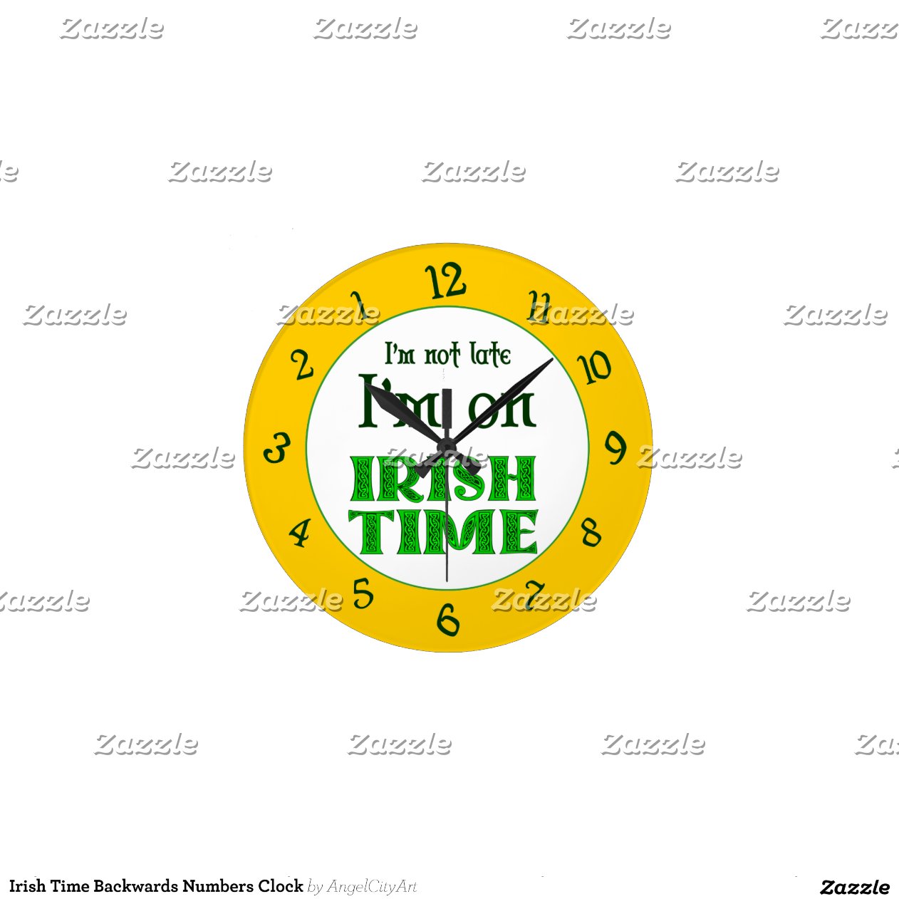 Irish Time Backwards Numbers Clock Zazzle