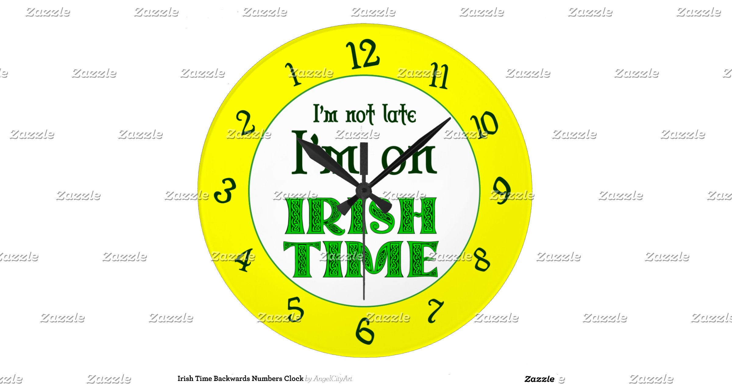 Irish Time Backwards Numbers Clock Zazzle
