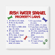 IRISH WATER SPANIEL Property Laws 2 Fridge Magnet