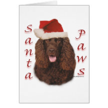 Irish Water Spaniel Santa Paws Card