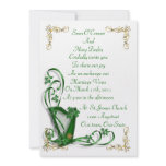 Irish Wedding invitation Harp shamrocks and ribbon