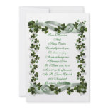 Irish Wedding invitation shamrocks and ribbon