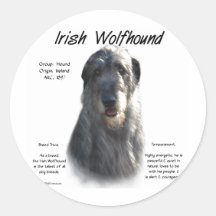 Irish Wolfhound (grey) History Design Round Stickers