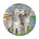 Irish Wolfhound Pair - Lilies 2 magnets