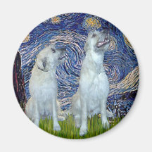 Irish Wolfhound Pair - Starry Night Magnet