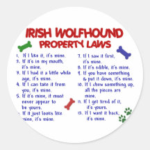 IRISH WOLFHOUND Property Laws 2 Stickers
