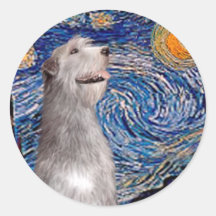 Irish Wolfhound - Starry Night (Vert) - Customised Stickers