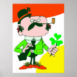 Irishmen Holding Shamrock posters