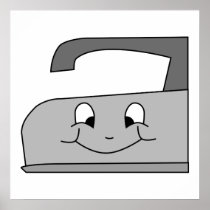 Iron Cartoon. Grey and Black on White. Posters