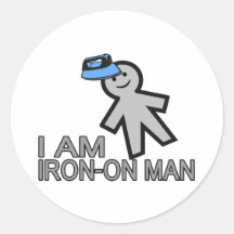 Iron-On Man Round Stickers