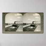Iron Ore Boat Leaving the Soo - Vintage Stereoview Print