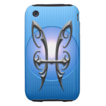 Iron Pisces Symbol, blue Iphone 3 Tough Case
