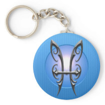Iron Pisces Symbol, blue Keychains