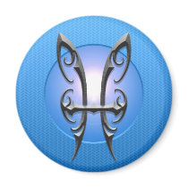 Iron Pisces Symbol, blue Refrigerator Magnets