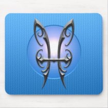 Iron Pisces Symbol, blue Mousemats