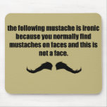 Ironic Moustache WTF tan mousepads