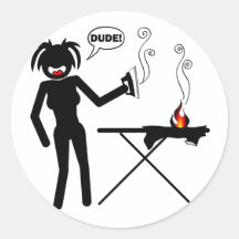 Ironing Hazard Buttons and Keychains Stickers