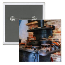 Irons Heating on Stove Pinback Button