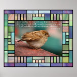 Isaiah 41:10 Bible Verse With Bird Stained Glass posters