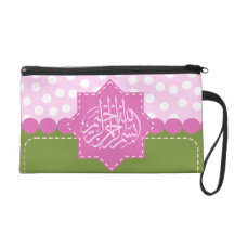 Islam Bismillah Arabic polka dot pink Islamic Wristlet Clutches