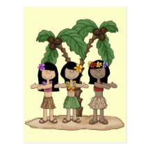 Island Dancing Girls Post Cards