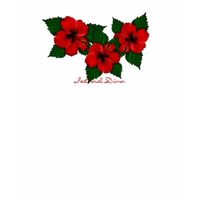 Island Diva Red Hibiscus Womens Tee Shirts by FractaGifts