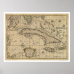 Island of Cuba Map - 1762 posters