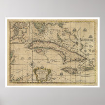 Island of Cuba Map - 1762 Posters