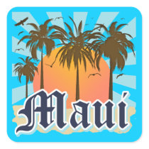 Island of Maui Hawaii Souvenir Square Stickers