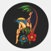 Island Sunset Round Stickers
