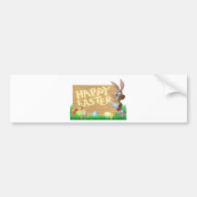 Isolated Happy Easter Bunny Bumper Sticker