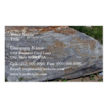 Isolated Rock with Red Patches Lying on Grassy Lan Business Card Template