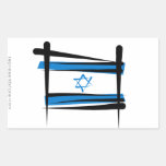 Israel Brush Flag Rectangle Stickers