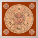 Israeli Hebrew Zodiac Wheel posters