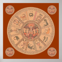 Israeli Hebrew Zodiac Wheel Print