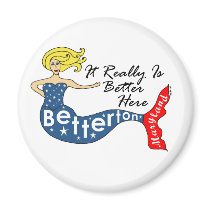 It Really Is Better...Betterton Mermaid Round Refrigerator Magnets