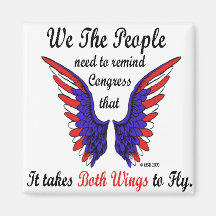 It Takes Both Wings to Fly Square Magnet