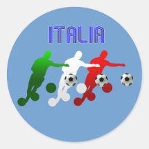 Italia Calcio Bend It Soccer Player Italy flag Round Stickers