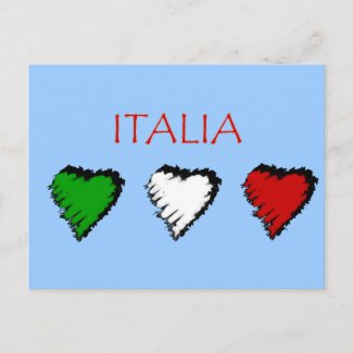 Italia hearts flag of Italy Italian love Post Cards