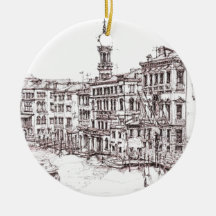 Italian architecture drawings christmas ornament