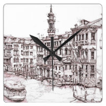 Italian architecture drawings square wallclocks