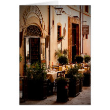 Italian Cafe' Spoleto Italy - Greeting Card