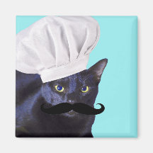 Italian Chef, Black Cat Magnet