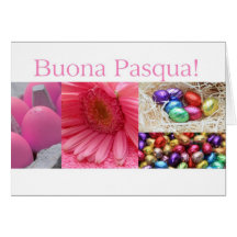 Italian Easter greeting pink collage Cards