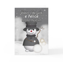 Italian holiday card with modern stylish snoman